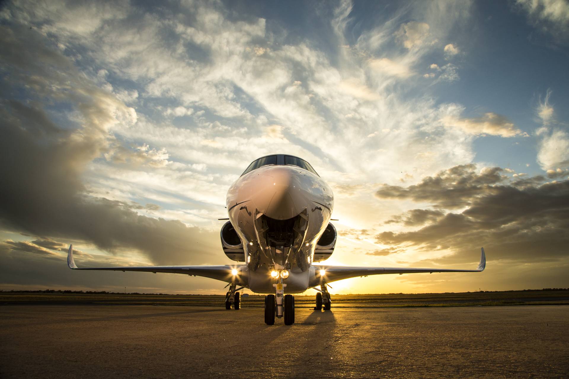 Aircraft on ramp at sunrise
